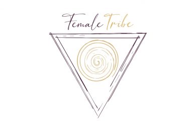 Female-Tribe-Logo-nach unten zeigendes Dreieck mit Spirale innen