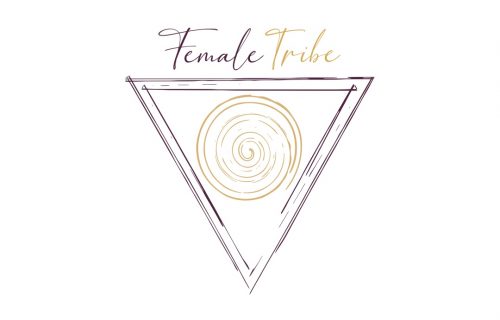 Female-Tribe-Logo-nach unten zeigendes Dreieck mit Spirale innen